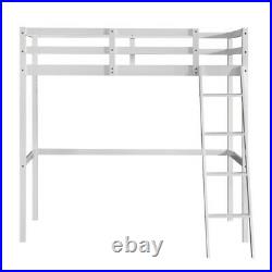 Single Childrens Loft Bed High Sleeper Bunk Beds Small White Wooden Pine Frame