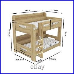 Single Kids Bunk Bed Light Oak with Shelves and Ladder