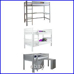 Single Sleeper Bunk Bed Wooden Childrens Bunk Bed With Desk or Drawer Chest
