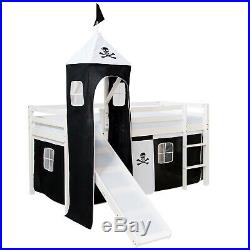 Single Sleeper Bunk Cabin Bed Children Kids Slide Tower Black Pirate Homestyle4u