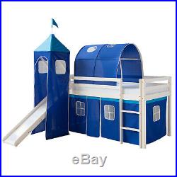 Single Sleeper Bunk Cabin Bed Children Kids Slide Tower Tent Blue Homestyle4u