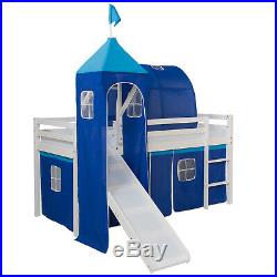 Single Sleeper Bunk Cabin Bed Children Kids Slide Tower Tent Blue Homestyle4u