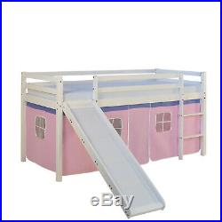 Single Sleeper Bunk Cabin Loft Bed Children Kids Slide Purple Pink Homestyle4u