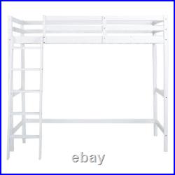 Single Solid Pine Wood Loft Bed Frame High Sleeper Bunk Bed Cabin Bedstead White