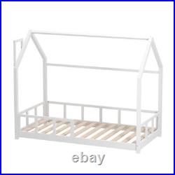 Single Solid Pine Wood Loft Kid Bed Frame Bunk Bed Sleeper Study Desk Loft Cabin