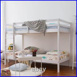 Single Triple Bunk Bed With Ladder, Kids Twin Sleeper, Solid Pine Wood Frame