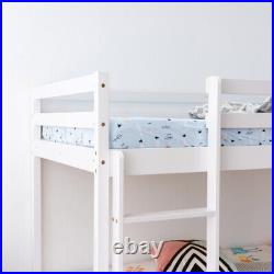 Single Triple Bunk Bed With Ladder, Kids Twin Sleeper, Solid Pine Wood Frame