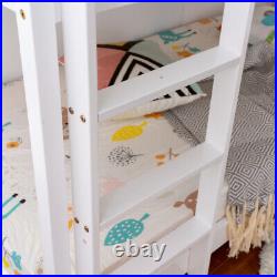 Single Triple Bunk Bed With Ladder, Kids Twin Sleeper, Solid Pine Wood Frame