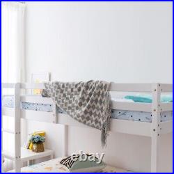 Single Triple Bunk Bed With Ladder, Kids Twin Sleeper, Solid Pine Wood Frame