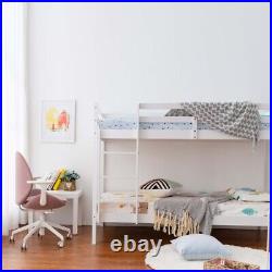 Single Triple Bunk Bed With Ladder, Kids Twin Sleeper, Solid Pine Wood Frame