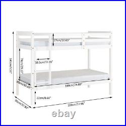 Single Triple Bunk Bed With Ladder, Kids Twin Sleeper, Solid Pine Wood Frame