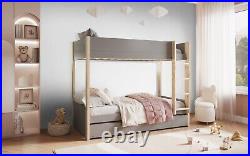 Single Wooden Bunk Bed Engineered Wood Ladder Pull Out Trundle Storage Bedframe