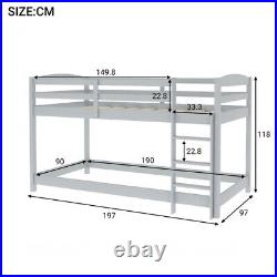 Single Wooden Bunk Bed for Kids with Trundle Bed and Ladder Modern Grey White
