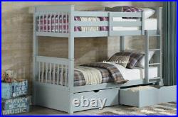 Single Wooden Bunk Beds With Storage Drawers New Grey or White Thomas Bunks