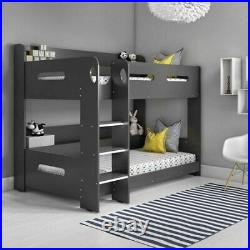 Single Wooden Frame Bunk Bed / Beds Dark Grey Boys and Girls Unisex New