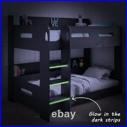 Single Wooden Frame Bunk Bed / Beds Dark Grey Boys and Girls Unisex New