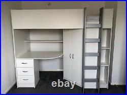 Single bunk bed with desk