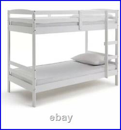 Single white wooden bunk bed