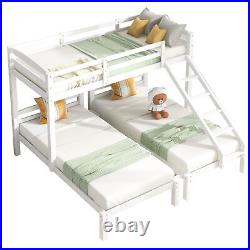 Solid Pine Wood Bunk Bed Triple Sleepers Kids Bed Frame 3FT 90x190 90x200 White