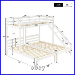 Solid Pine Wood Bunk Bed Triple Sleepers Kids Bed Frame 3FT 90x190 90x200 White
