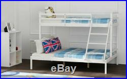 Solid Pine Wood Triple Sleeper Bunk Bed Frame 3FT/4FT6 Kid Adult Bedstead White