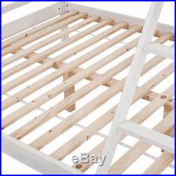 Solid Pine Wood Triple Sleeper Bunk Bed Frame 3FT/4FT6 Kid Adult Bedstead White