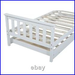 Solid Pine Wooden 2 in 1 Single Bed Frame Daybeds with Pull out Trundle White UK