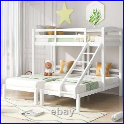 Solid Pine Wooden Bunk Bed Single Triple Sleeper with Side Ladder 3FT Single Bed