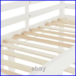 Solid Pine Wooden Bunk Bed Triple Sleeper Ladder Children 3FT Single Size FD