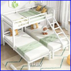 Solid Pine Wooden Bunk Bed Triple Sleeper Ladder Children 3FT Single Size MA