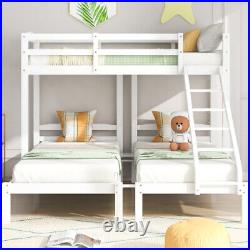 Solid Pine Wooden Bunk Bed Triple Sleeper Ladder Children 3FT Single Size QB