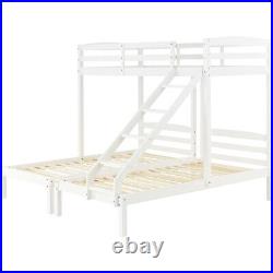Solid Pine Wooden Bunk Bed Triple Sleeper Ladder Children 3FT Single Size QB