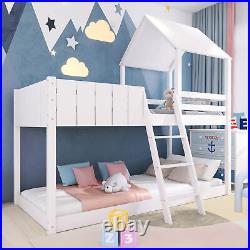Solid Pine Wooden Bunk Bed Triple Sleeper Ladder Children 3FT Single Size White