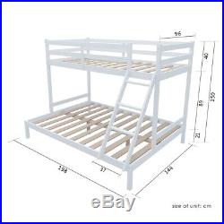 Solid Triple Bunk Bed Frame 4ft6 Double Bed + 3ft Upper Single Bed in White