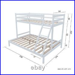 Solid Triple Bunk Bed Frame 4ft6 Double Bed + 3ft Upper Single Bed in White