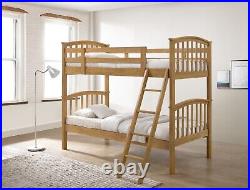 Solid Wood Bunk Bed Frame 3ft Single Available in Oak & in White colour