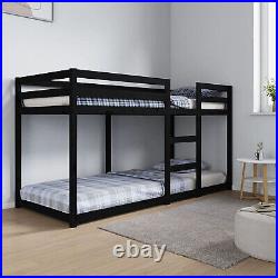 Solid Wood Pine Bunk Bed Black 80x200 cm Wooden Twin Sleeper Loft Bed vidaXL