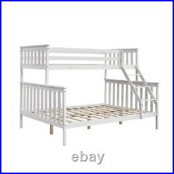 Solid Wood Pine Triple Sleeper Bunk Bed Frame 3ft & 4ft6 Kid Adult Beds White UK