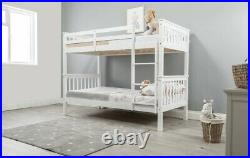 Solid Wooden Bunk Beds White Beech 3ft Single Size Kids / Children