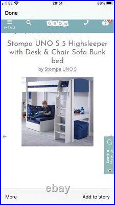 Stompa Uno S High Sleeper With Desk & Chair Sofa Bunk Bed