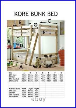 Strictly Beds Bunks Kore 3ft Single Solid Pine Heavy Duty Bunk Bed (EB95)