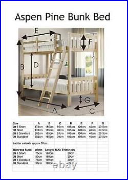 Strictly Beds and Bunks Aspen 3ft Single Heavy Duty Pine Bunk Bed (EB97)