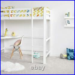 Study Bunk Bed Frame High Sleeper with Desk Wooden Student Furniture Children