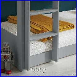 Sweden Solid Wood Grey Triple Sleeper Three Tier Bunk Bed 3ft Single Mattress