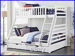Sweet Dreams States Solid Wooden Triple Sleeper Bunk Bed Frame In White & Grey