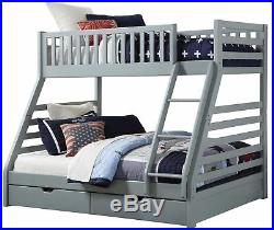Sweet Dreams States Wooden Triple Sleeper Bunk Bed Frame Grey Wood with Drawers