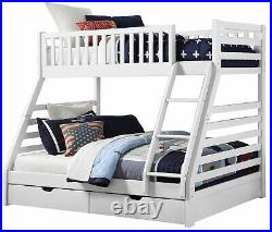 Sweet Dreams States Wooden Triple Sleeper Bunk Bed Frame White Wood with Drawers