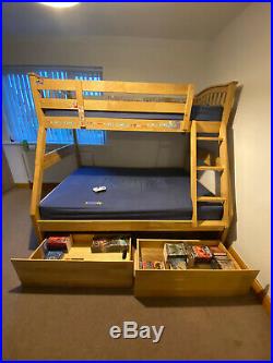 Sweet Dreams Wooden Triple Bunk Bed 3ft & 4ft 2 Storage Drawer & Mattress USED