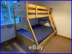 Sweet Dreams Wooden Triple Bunk Bed 3ft & 4ft 2 Storage Drawer & Mattress USED
