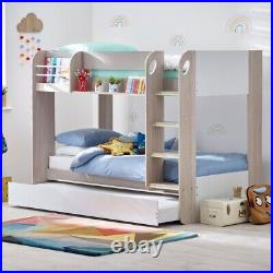 Taupe Bunk Bed, Mars Taupe Wooden Bunk Bed With Underbed Trundle, 3ft